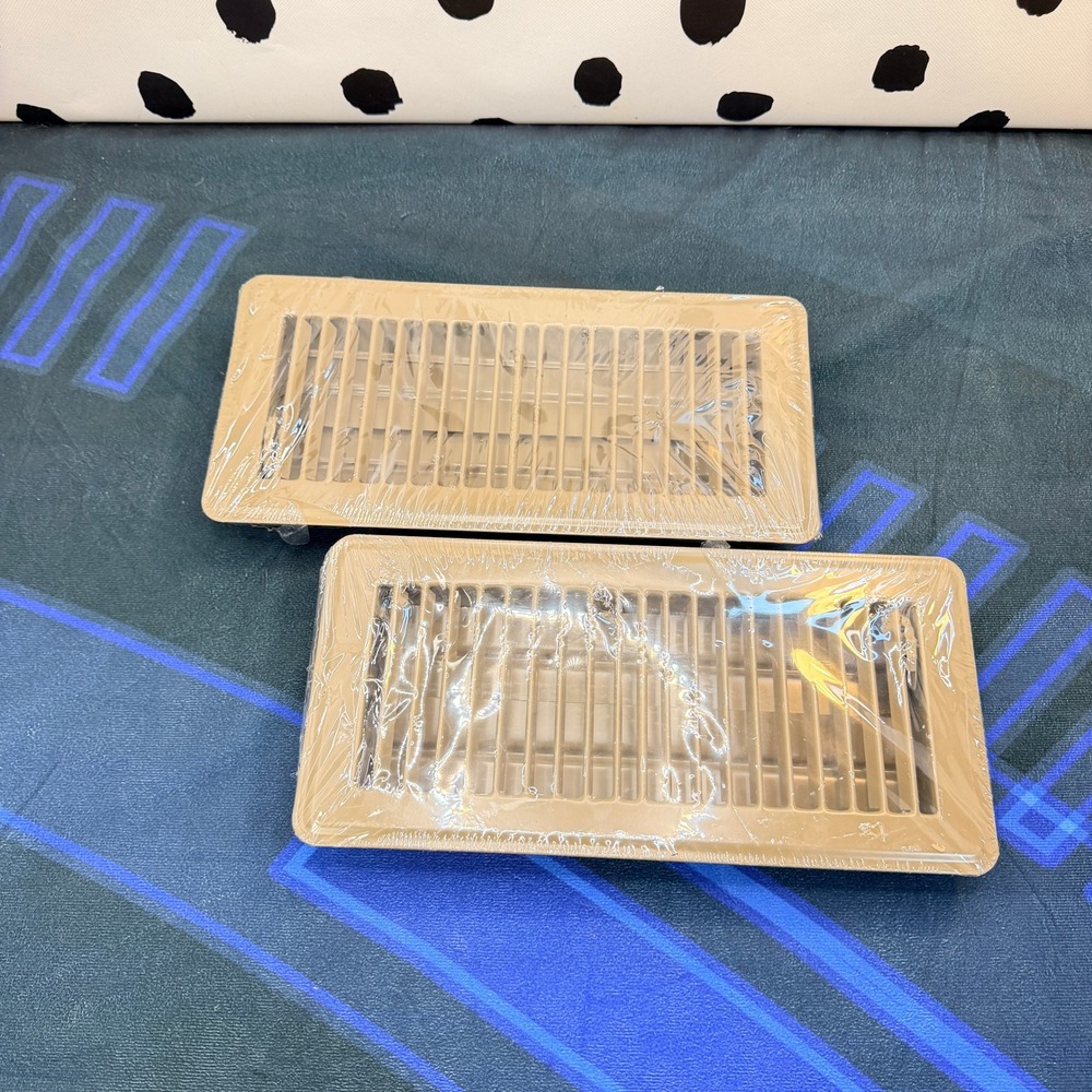 Lot of 2 Floor Register Vent Covers 4x10 Steel Grille Brown Tan HVAC Heat AC New